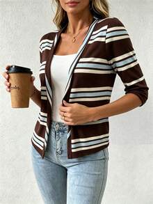 EMERY ROSE Women's Summer Casual Striped Print Jacket - Multicolor - View 4