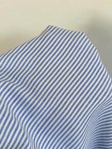 SHEIN EZwear 藍色條紋編織襯衫與長褲休閒套裝 - 藍白色 - 查看 8