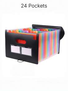 Accordion File Manager, 12/24/36 Pocket Extension Folder, Portable Monthly Paper Bill Tax Receipt Manager, A4 Letter Size File Holder With Blank Label, Color Label, A4 Letter Size. - Multicolor - View 12