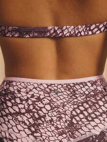 Aralina Snake Skin Texture Supportive Contour Fit Elastic Sports Outfit Summer Women's Athletic Set Women's Vacation Wear Women's Sports Bra Top - Pink - View 5