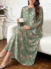 SHEIN Najma 大尺碼女款花卉印花休閒派對旅行阿拉伯風洋裝 - 彩色 - 查看 6