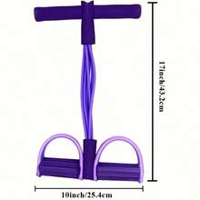 1 Pedal Resistance Band, Home Fitness Tension Rope/Sit Up Assist, Four Tube Elastic Band, Ergonomic Design, Durable Purple/Pink Resistance Band, Suitable For Home Fitness, Heart Rate Exercise And Strength Training, - Multicolor - View 4