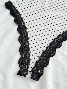 IslaSuriya 女款波點印花細肩帶棉質蕾絲飾邊背心 - 彩色 - 查看 6