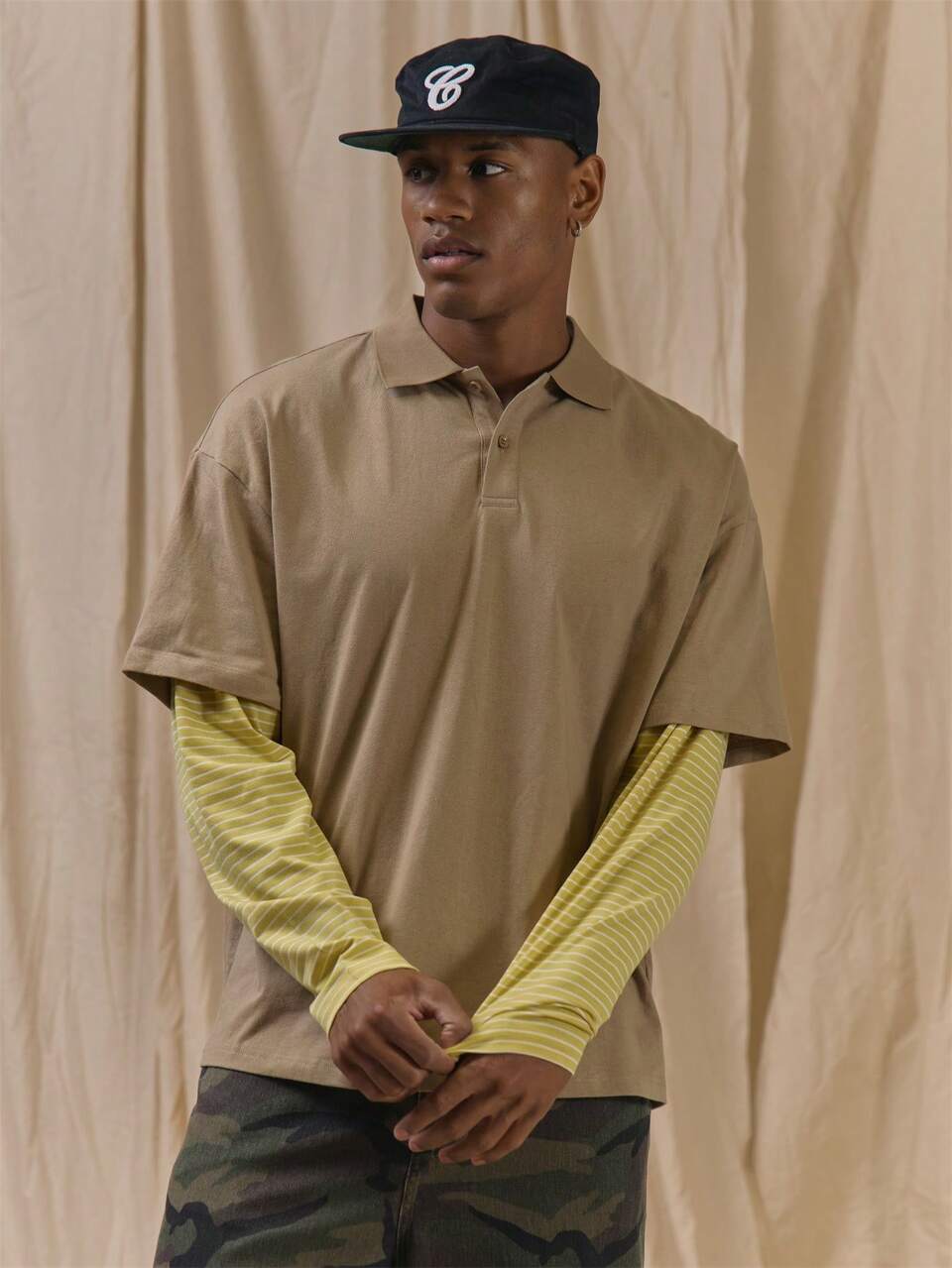 Collared Stripped Double Layered Polo Button Up Spring Summer Essentials