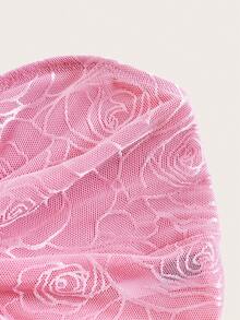SHEIN ICON Spring  Twist Front Split Hem Tube Pink Top - Pink - View 4