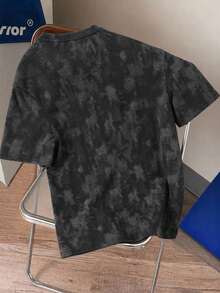 Manfinity Joysei 男士 62% 棉 3D 字母設計 紮染印花 T-shirt - 黑色 - 查看 6