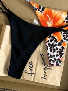 Swim Basics Vcay 女款比基尼泳褲，扶桑花印花，性感時尚泳裝，適合夏季海灘度假 - 彩色 - 查看 3