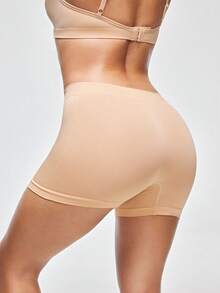SHEIN Pantalones cortos antiexposición sólidos - Albaricoque - Ver 2