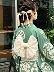 Irokai 日式傳統夏季女款浴衣和服配件腰帶 - 杏色 - 查看 4