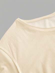 SHEIN EZwear 休閒極簡主義全身印花露肩落肩短袖寬鬆女款T恤 - 彩色 - 查看 6