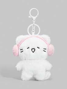 ROMWE Kawaii 1個可愛貓咪音樂耳機包掛飾，生日節日禮物，節慶學校畢業背包裝飾吊飾 - 白色1 - 查看 1