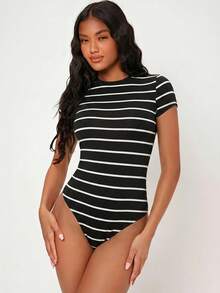 SHEIN BASICS 女款連身衣 夏季女裝套裝 - 黑色 - 查看 3
