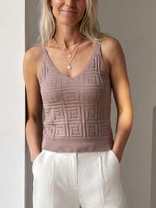 Sprig & Strand Top tejido de tirantes unicolor - Marrón Mocha - Ver 5