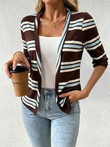 EMERY ROSE Women's Summer Casual Striped Print Jacket - Multicolor - View 1