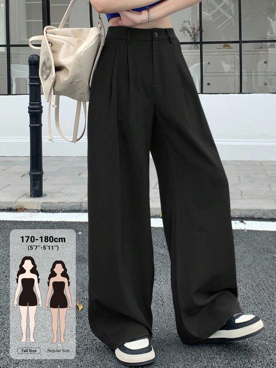 Dazy Tall Women's Pleated Loose Straight Leg Casual Trousers Fall - Black - View 1