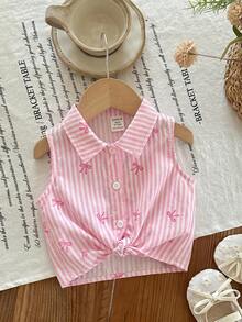 SHEIN LMoss Kids 女婴花卉印花休闲梭织衬衫，夏季 - 彩色 - 查看 1