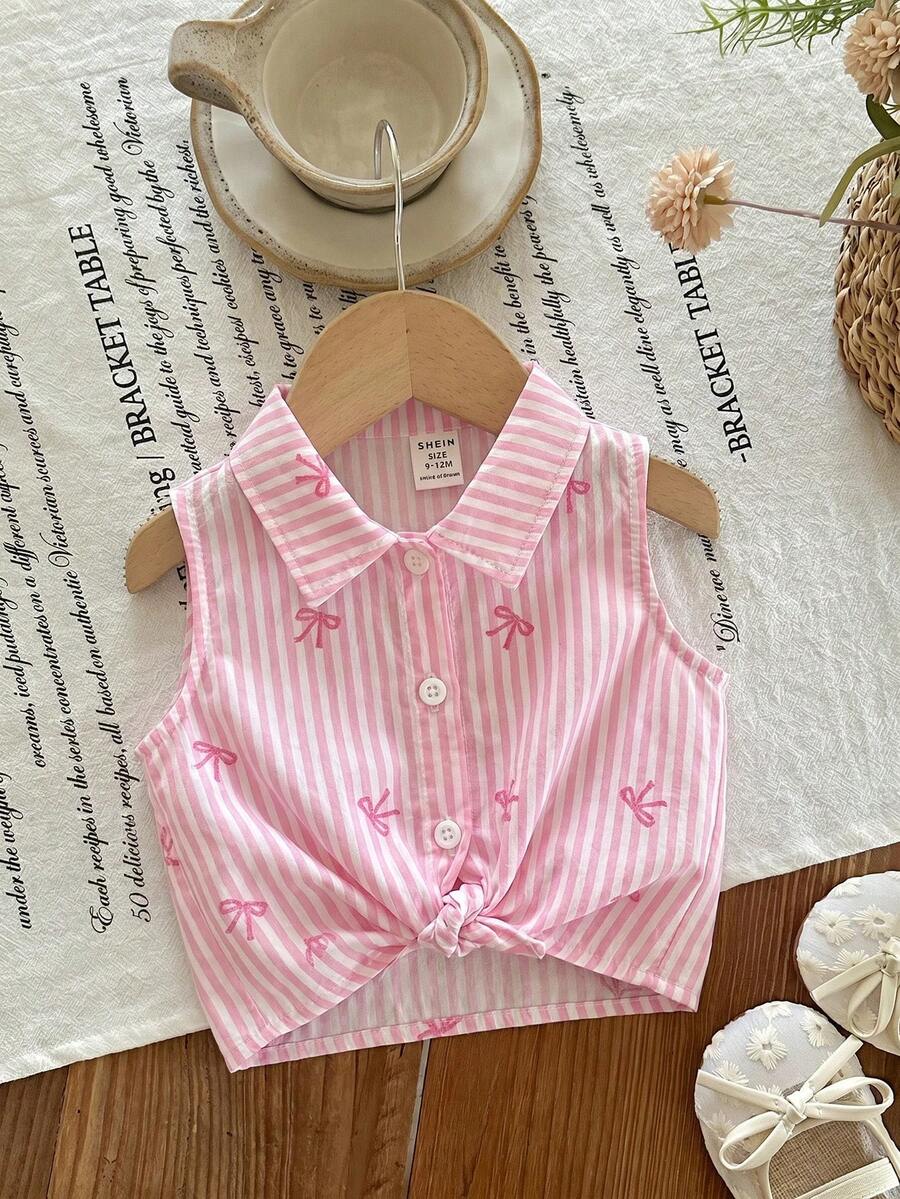 SHEIN LMoss Kids 女婴花卉印花休闲梭织衬衫,夏季 - 彩色 - 查看 1