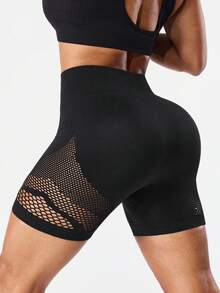 SHEIN Velisys 3件組女款高腰鏤空設計運動短褲 - 彩色 - 查看 2