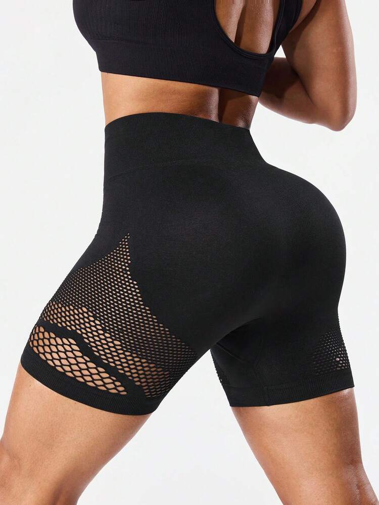 SHEIN Velisys 3 قطع/مجموعة شورتات رياضية للنساء بخصر عالي وتصميم مجوف - متعدد الألوان - مشاهدة 2