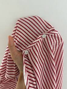 ZzzCrew Women's Red Ribbed Jacquard Ribbed Button-Up Cardigan Pajama Set - Red - View 8