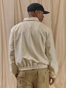 Musero Collared Harrington Jacket Elasticated Cuffs And Hem Button Detailing Spring Summer Essentials - Beige - View 4