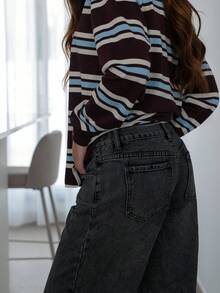 Hitanina 春夏季女款牛仔褲 浪漫/舞會/正式/生日/90年代/商務休閒/優雅/西式穿搭/外出/時尚/休閒/Y2K/夜店/辦公室 黑色 - 黑色 - 查看 2