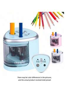 1pc Double Hole Pencil Sharpener For 6-12mm Pencils Student Office Pencil Sharpener Supplies Students,Electric Pencil Sharpener Available In Three Colors - multicolor - View 2