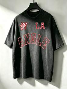 Manfinity EMRG LA Letter Angel 男童水洗棉 T恤 - 黑色 - 查看 3