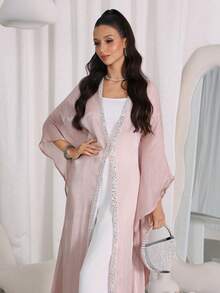 Al Najma Women's Vintage Modest Normal Loose Elegant Long Arabic Abaya Wedding Summer - Khaki - View 6
