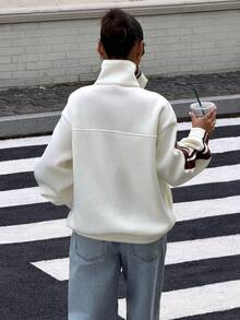 Muchica Off-White 女款字母印花休閒鄉村風寬鬆低腰街頭風 Y2K 開學季 節慶 外出 校園 畢業 夏季運動衫 - 米色 - 查看 2