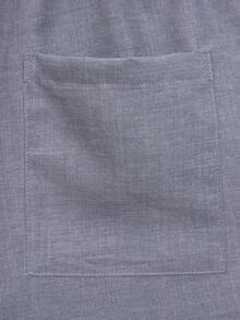 Manfinity KASUA Men's Solid Color Drawstring Waist Pocket Casual Beach Shorts - Dark Grey - View 5