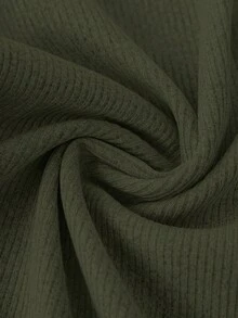SHEIN BASICS 休閒純色針織修身大尺碼背心 - 軍綠色 - 查看 5