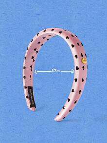 Popjeli 2 piezas Diadema de satén con estampado de amor, rosa y negro, versátil para uso diario - Multicolor - Ver 13
