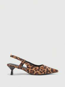 CUCCOO BIZCHIC French Pointed Slouchy Wind Suede Leopard Print Rear Empty Sandals Women's Summer New Outer Wear Kitten And Commuter Date - leopard print - View 2