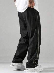 Manfinity Hypemode Men's Street Collegiate Style Pants, Fall - Black - View 2