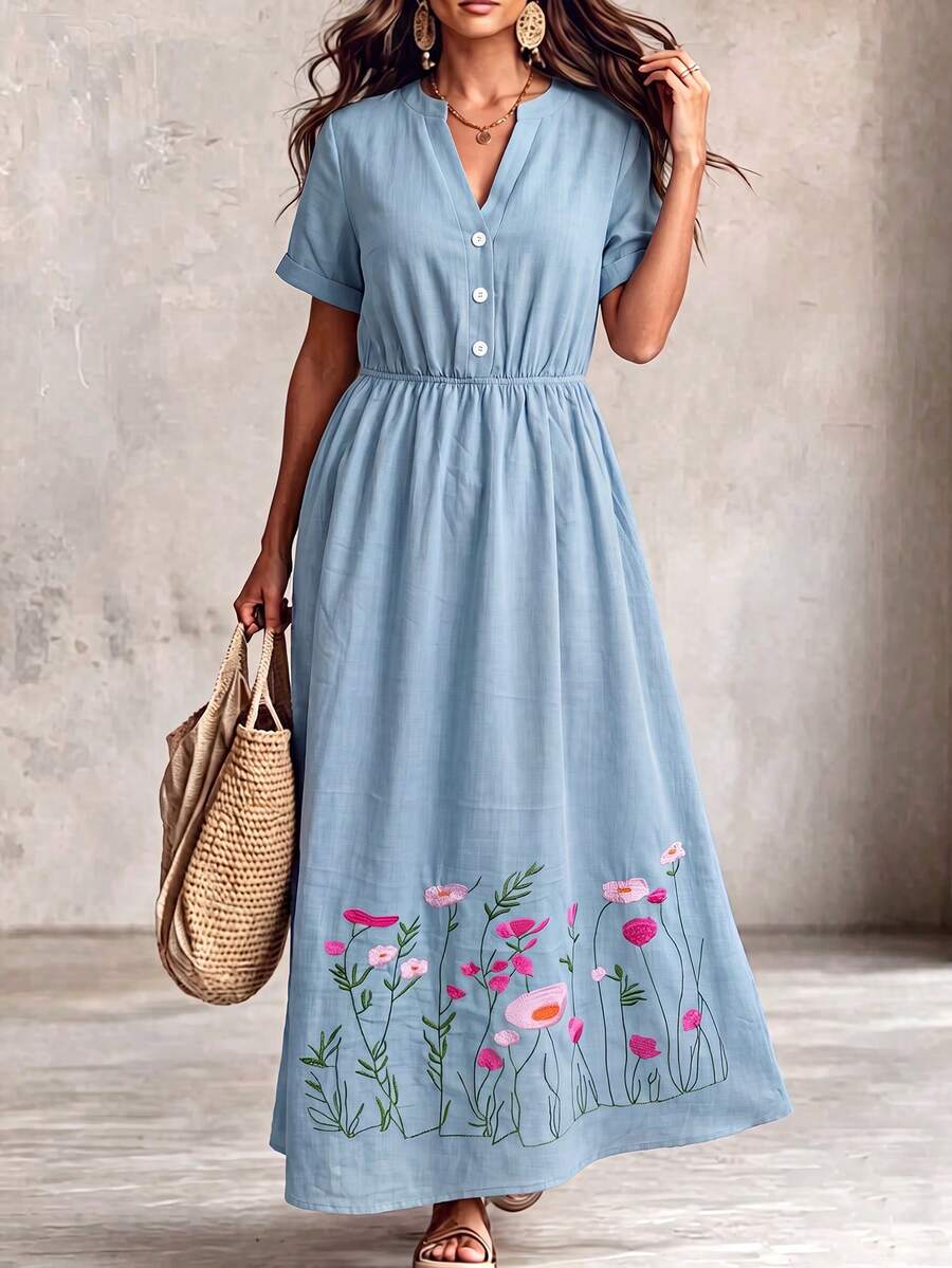 GlowEve CURVE Plus Size Women's Elegant Boho V-Neck Cinched Waist ...