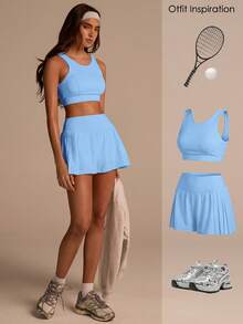 Fluxe Women's Solid Color Elastic Waist Pleated Design Loose Fit Athletic Shorts - Blue - View 8