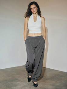 MOTF PREMIUM FRENCH STYLE MINIMALIST ANKLE LENGTH PANTS, AUTUMN/WINTER - Grey - View 5