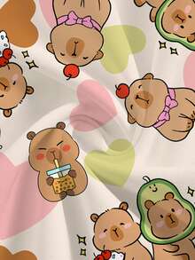 PopScrub Atasan Seragam Kerja Perawat/Dokter Lengan Pendek Leher V dengan Dua Kantong dan Motif Capybara Lucu, Seragam Pemeriksaan Kesehatan, Bedah, Kecantikan, Ahli Gizi, dan Laboratorium - MultiWarna - View 5