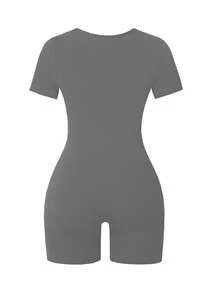 Slayform Slayform Mono deportivo de yoga sin costuras con acanalado y alta elasticidad - Gris Claro - Ver 5
