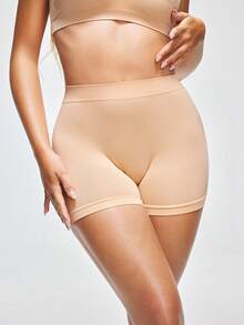SHEIN Pantalones cortos antiexposición sólidos - Albaricoque - Ver 5