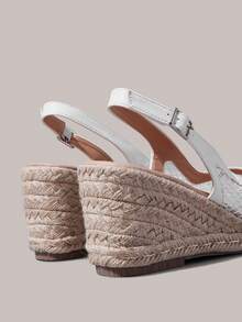 Styleloop Giày cao gót nữ quai chéo dây chun, dây thừng rơm, kiểu sandal - trắng - Xem 5