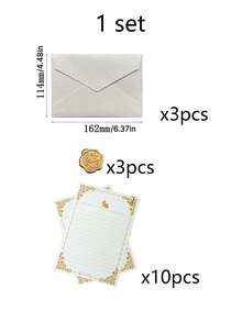 Linen-Textured Envelope And Stationery Set, Vintage-Style Letters, Invitations, Postcards, Wax Seal Envelopes, Writing Papers, Exquisite Gifts, For Writing To Loved Ones, Multiple Colors Available - Multicolor - View 19