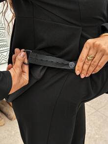 SHEIN Maternity Casual Commute Solid Color Jacket And Pants Suit 2 Pieces Set Fall - Black - View 8