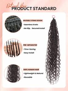Boho Braids 波西米亞編髮羽毛與深波混編鉤針真人髮 水波紋真人髮接髮 預分好 Miracle Knots 手工髮束 波西米亞編髮假髮 鉤針髮 適合編髮 預套環 16-22英吋 自然黑 - Natural Black - 查看 3