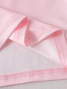 SHEIN 2 piezas/Set Conjunto de manga corta y pantalones largos para adolescentes, lazo rosa, adecuado para primavera/verano, deportes & desplazamientos - Verde Oscuro - Ver 4