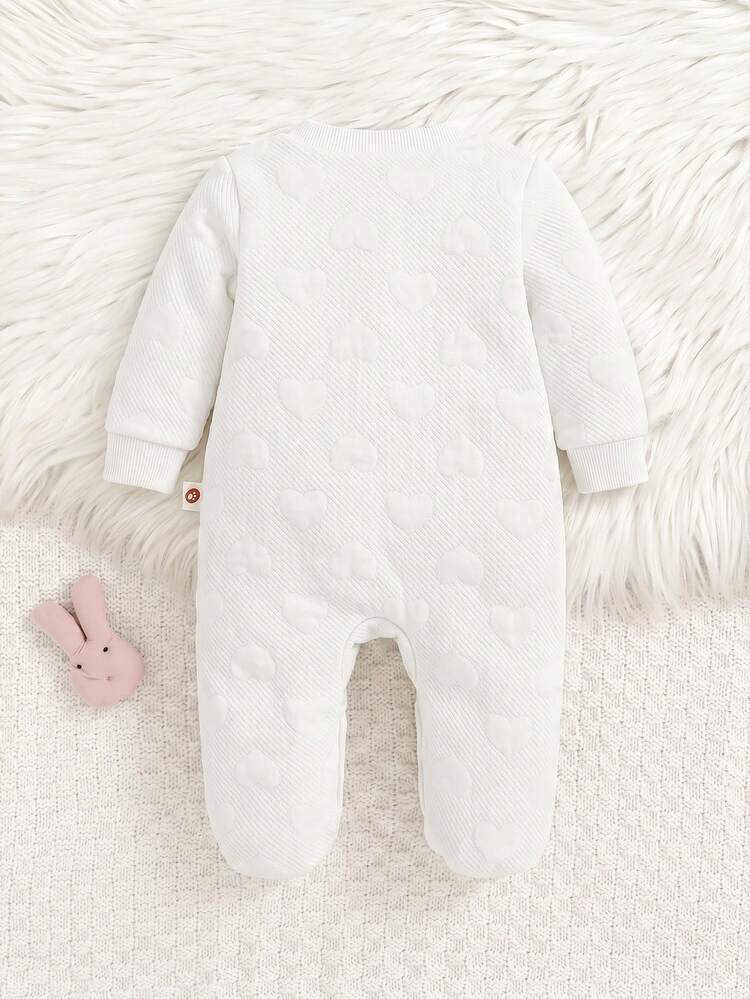 Cozy Pixies Pelele con pies para bebé recién nacida con lazo decorativo, cuello redondo y manga larga - Blanco - Añade 2