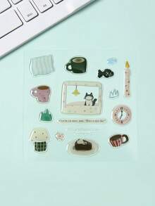 1PC DIY Cute Fun Illustrative Phone Case Sticker Transparent Back Sticker Adorable Cartoon Decal For Mobile Phone Laptop Notebook Waterproof Self Adhesive Home Office Decor Gift - Kitten Stickers - View 5