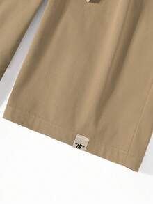 TOKVUE Loose Men's Shorts With Letter Patchwork And Drawstring Waist - Khaki - View 6