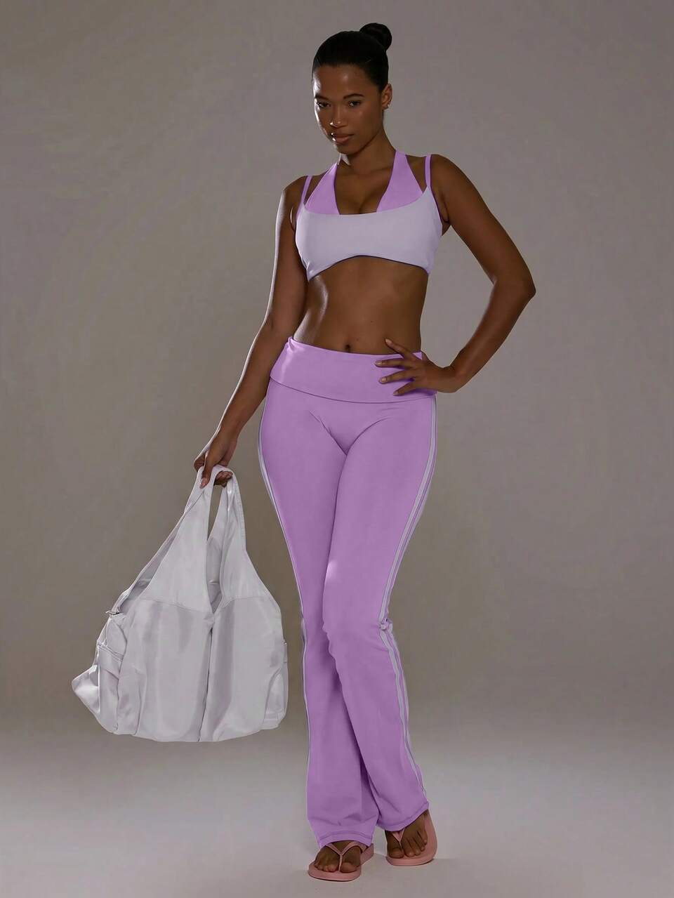 Contrast Layered Halterneck Sports Bra Sports Workout Gym Girly Pilates Fitness Daily Casual Cherry On Top
